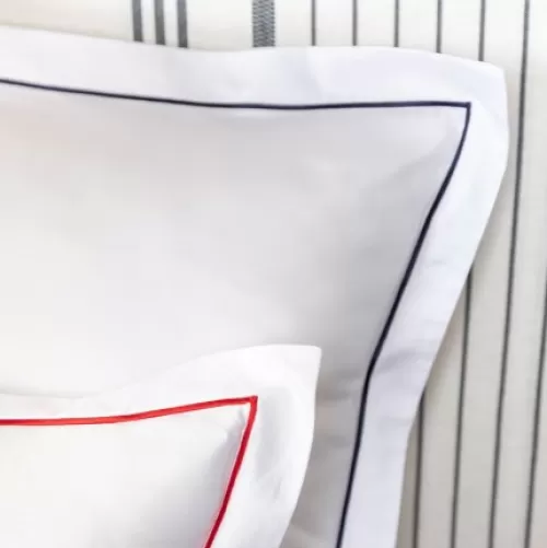 Jean-Vier Pillowcase^Lot De 2 Taies D'Oreiller Avec Broderie Bleu Fonce