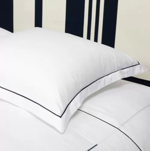 Jean-Vier Pillowcase^Lot De 2 Taies D'Oreiller Avec Broderie Bleu Fonce