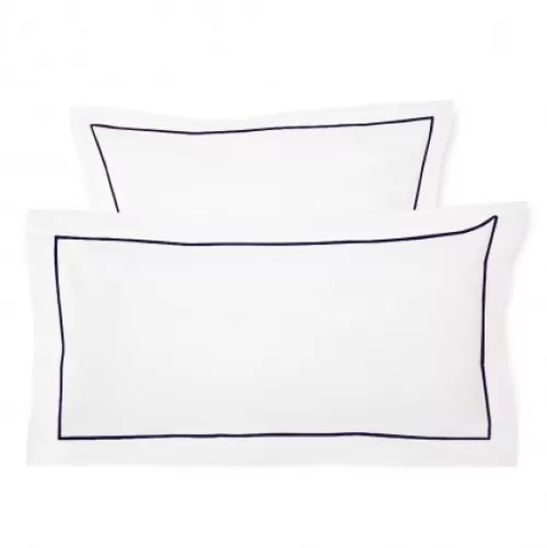Jean-Vier Pillowcase^Lot De 2 Taies D'Oreiller Avec Broderie Bleu Fonce