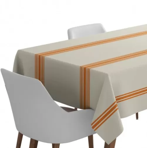 Jean-Vier Quality Tablecloth^Orange Linen And Cotton Tablecloth With Fringes